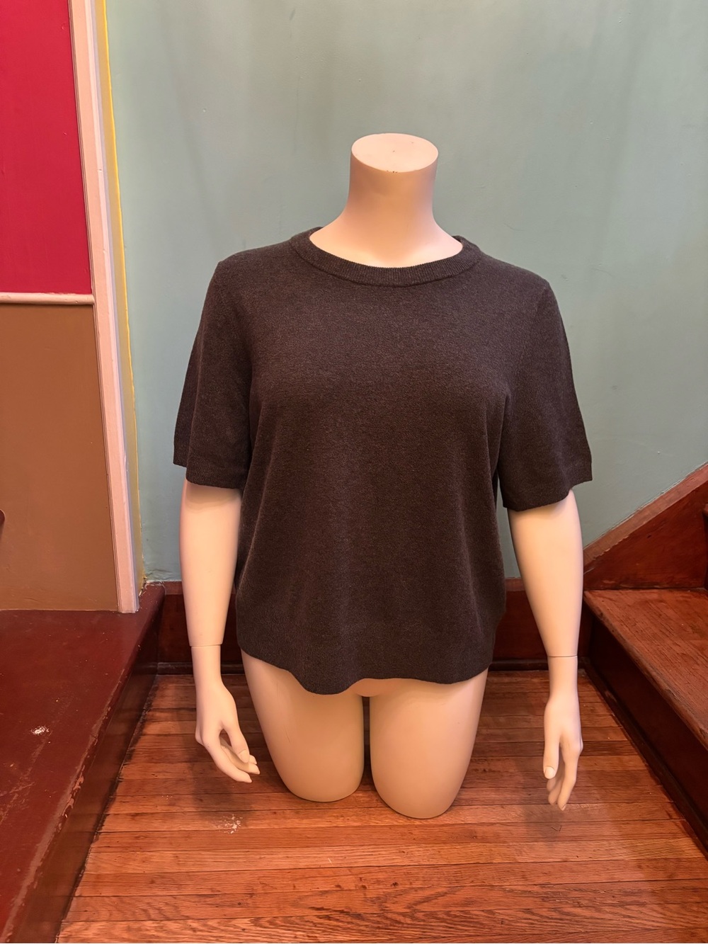 Uniqlo Women's Short Sleeve Knit Top - Charcoal Gray